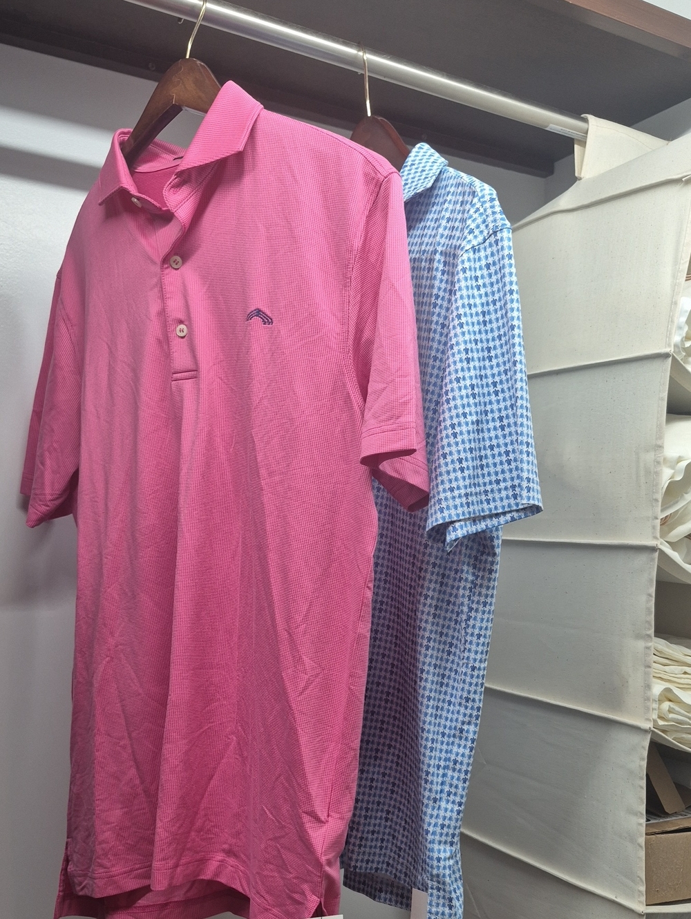 Classic Men's set Of  2 Turtleson Polos with Subtle Embroidered Logo Pink & Blue